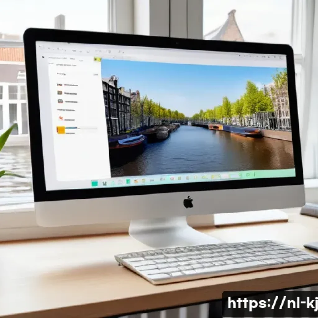 웹 기술을 통한 장애인 접근성 강화 방법 - A modern web developer’s workspace in Amsterdam, featuring a large monitor displaying a clear, consi...